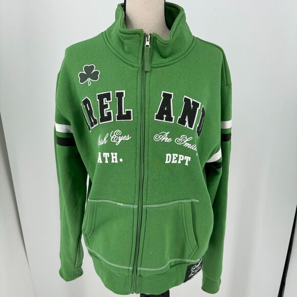 Retro Irish Jackets & Blazers - Retro Irish WOMENS Green Full Zip Ireland Irish Eyes Are Smiling Coat SIZE 18/20